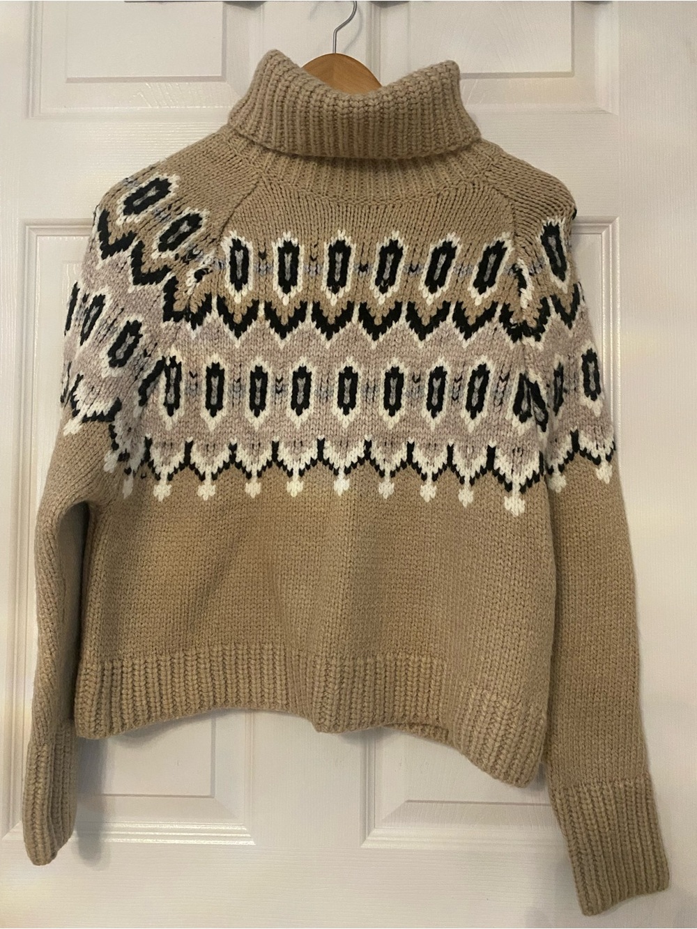 Beige Fair Isle Turtleneck Sweater #23